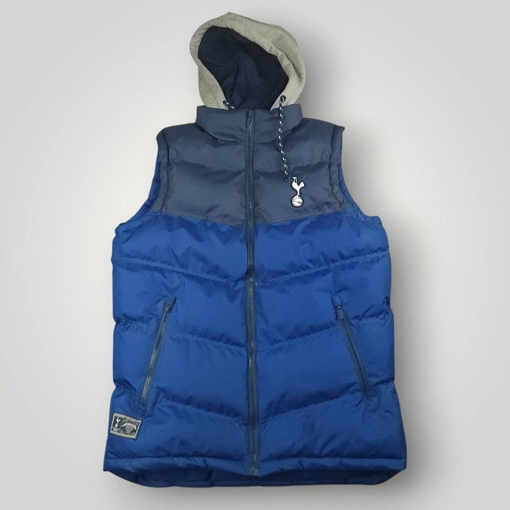 Tottenham Hotspur THFC Vest Mens S Puffer Hooded Oversized Gilet Blokecore Blue
